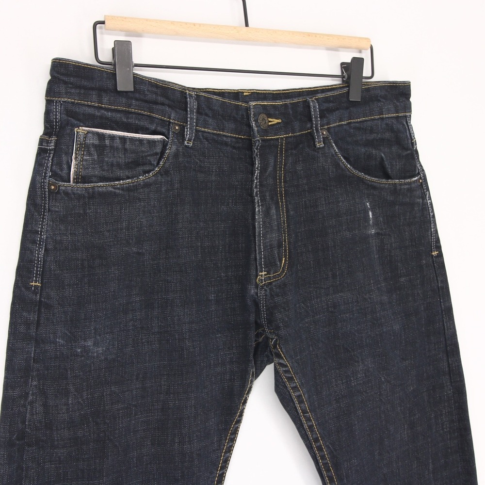 Talldege And Co Jeans Mens 32 Blue Raw Dark Wash Straight Leg Made In Italy - Picture 2 of 12